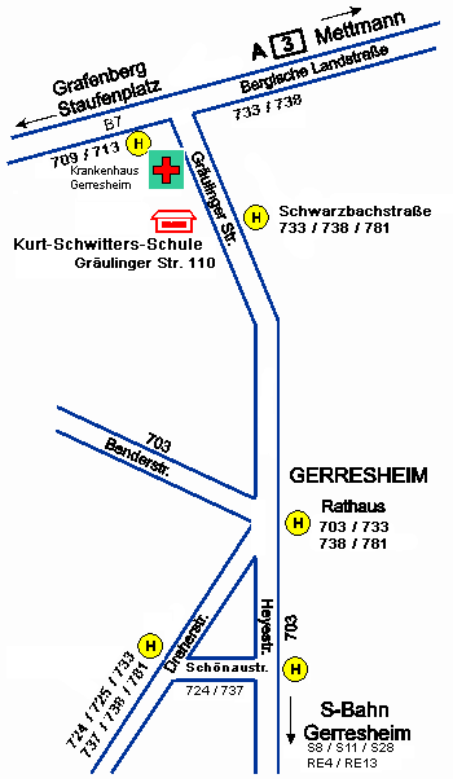 Straßenwege zur Kurt-Schwitters-Schule