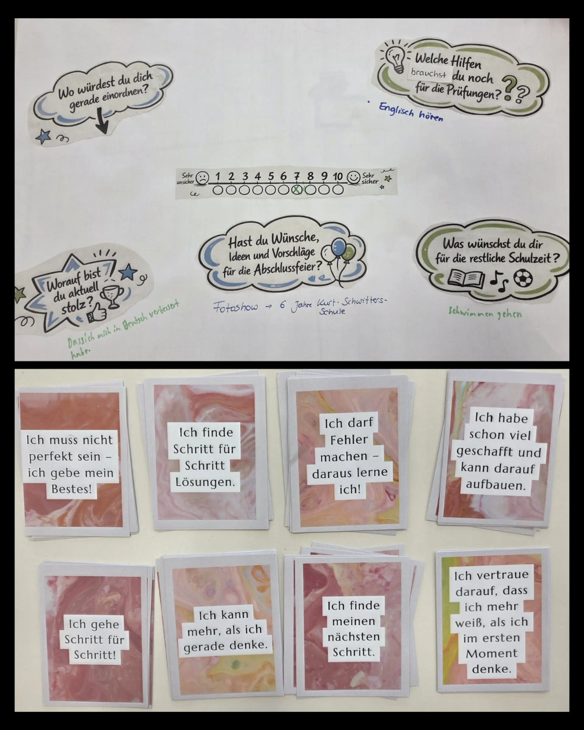 Fragen und Antworten auf Post It´s zum Schüler*innensprechtag